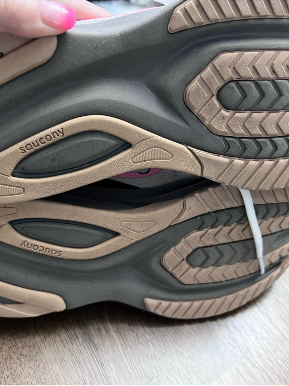 Saucony White Running Shoes with Pink & Green Accents - Picture 3 of 3
